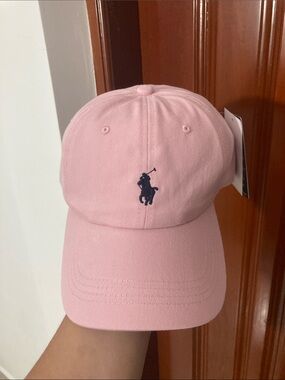 Polo by Ralph Lauren Pink Baseball Cap with Navy Logo